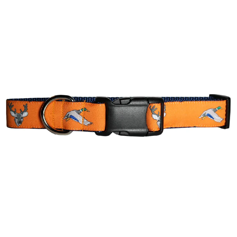 large dog cooling vest-Citrus Orange Ducks and Bucks Dog Collar