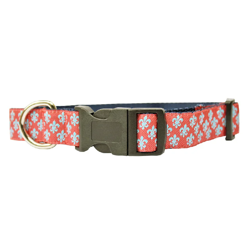 cat water fountain-Étouffée Orange Mini Fleur de Lis Dog Collar