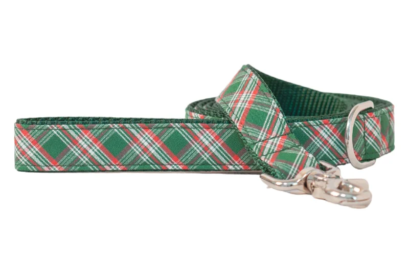 chew-proof puppy leash-Evergreen Plaid Dog Leash