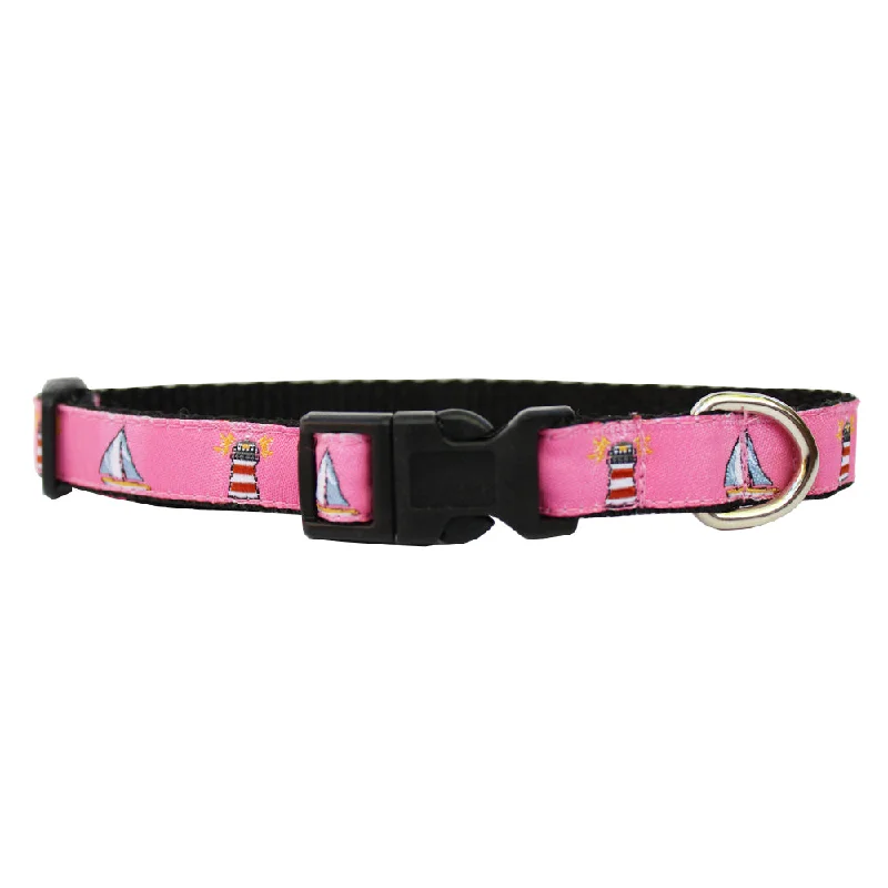 escape-proof cat harness-Panama Pink Extra Small Lighthouse Dog Collar