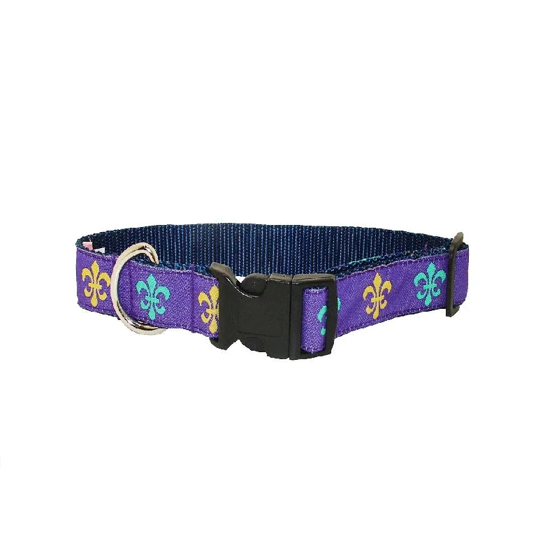 pet hair remover roller-Mardi Gras Mambo Fleur de Lis Dog Collar