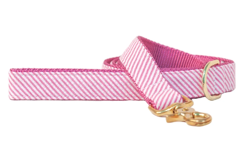 adjustable pet ramp-Fuchsia Seersucker Dog Leash