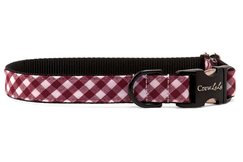 non-slip pet socks-Gamecock Garnet Check on Black Dog Collar