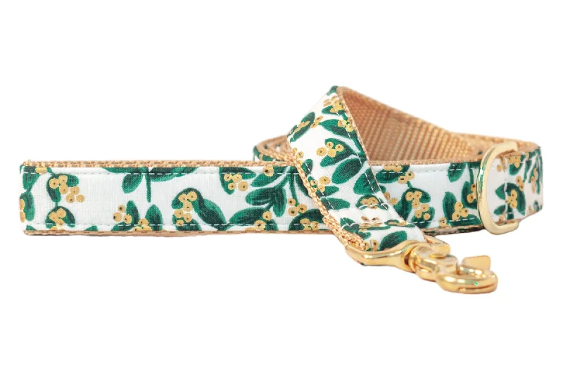 pet grooming tools-Golden Greenery on Gold Dog Leash