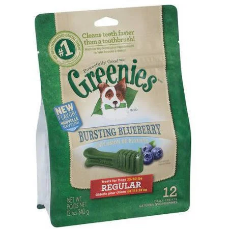 cat claw protector caps-Greenies Bursting Blueberry Regular Dental Dog Treats 12oz bag