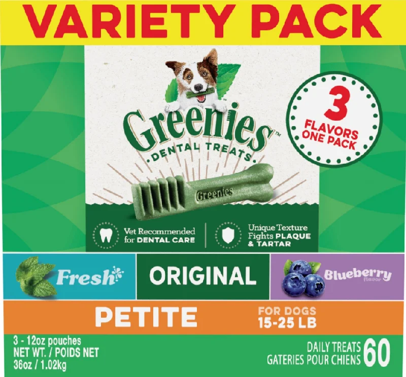 automatic fish tank cleaner-Greenies Petite Three Flavor Variety Pack Dental Dog Treats