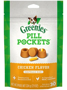 freeze-dried raw dog treats-Greenies PILL POCKETS™ Treats for Dogs Chicken Flavor Capsule (30 count)