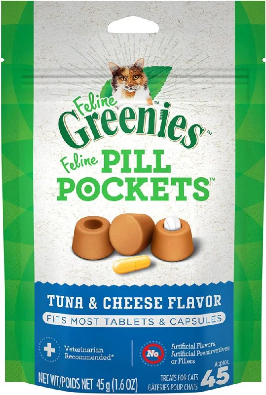 premium dog food bowl-Greenies Pill Pockets Tuna & Cheese Flavored Feline Cat Treats