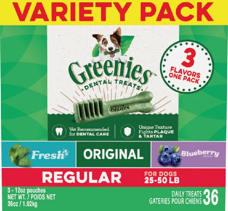 parrot training perch-Greenies Regular Three Flavor Variety Pack Dental Dog Treats