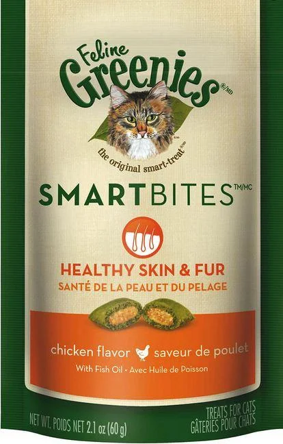 calming pet diffuser-Greenies Smartbites Skin and Fur Chicken Cat Treats