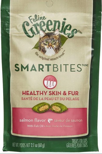 waterproof pet couch cover-Greenies Smartbites Skin and Fur Salmon Cat Treats