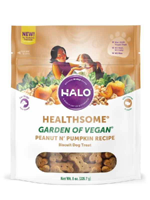 automatic dog water dispenser-Halo Healthsome Vegan With Peanut 'n Pumpkin Flavored Dog Treats