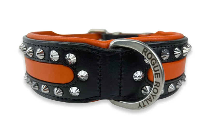 puppy training pee pads-Hand Made Leather Dog Collar - Rogue Rider | Orange & Black