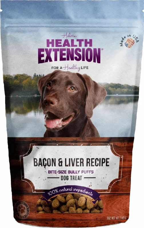 pet seatbelt attachment-Health Extension Bully Puffs Bacon and Liver Dog Treats