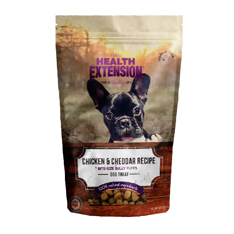 extra-large dog crate-Health Extension Bully Puffs Chicken and Cheddar Dog Treats