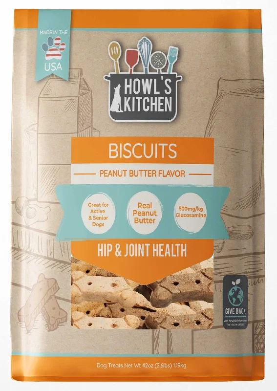 bird-safe cage disinfectant-Howl's Kitchen Peanut Butter Flavor Hip & Joint Biscuits, 2.62 lbs