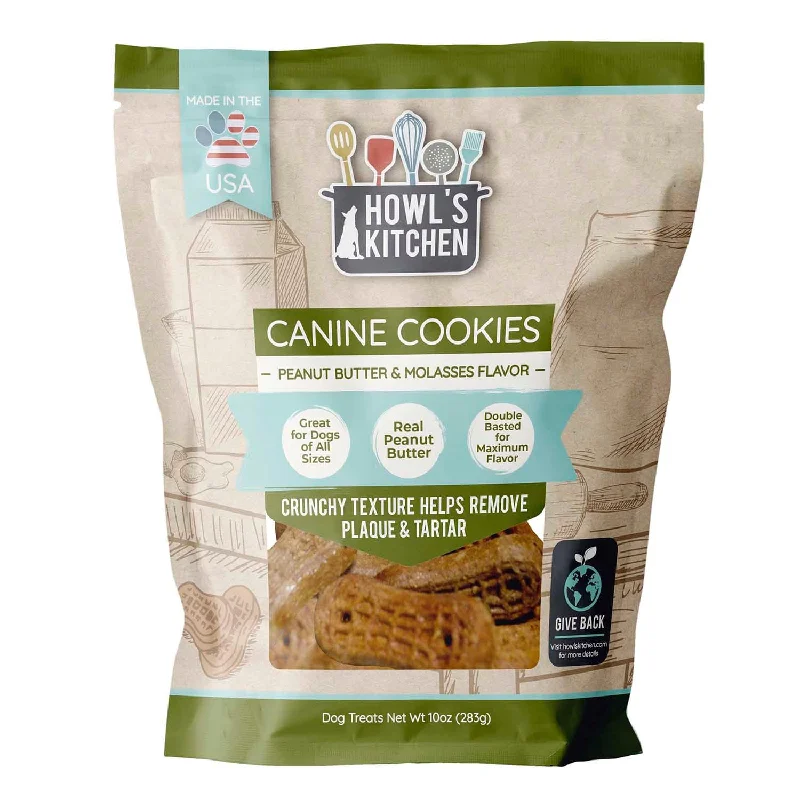 breathable pet carrier backpack-Howl's Kitchen Peanut Butter & Molasses Canine Cookies, 10 oz