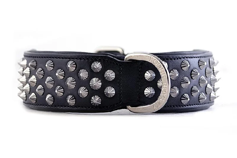 memory foam dog bed-Hand Made Leather Dog Collar - Imperial Black & Chrome (Wide Fit)