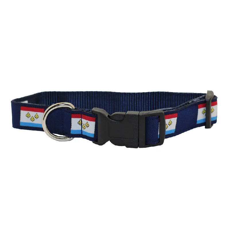 freeze-dried raw dog treats-Midnight Navy New Orleans Flag Dog Collar