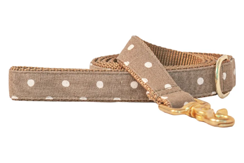 portable pet cooling fan-Ivory Dot on Olive Dog Leash