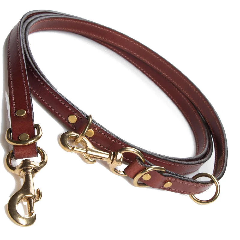 no-pull dog training harness-Leather Jaeger Lead - Chestnut