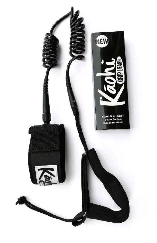 chew-proof dog toy-Kaohi Double Coil Calf Leash-Black-6' x 5.5mm