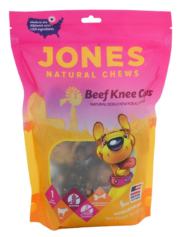 chew-resistant parrot perch-Jones Natural Chews Beef Kneecaps, 6 pk