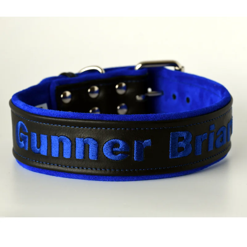 automatic ball launcher for dogs-Leather and Suede Dog Collar personalized 3 widths available