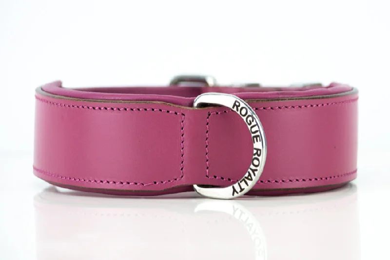 premium catnip toy-Hand Made Leather Dog Collar - Classic Pink (Wide Fit)