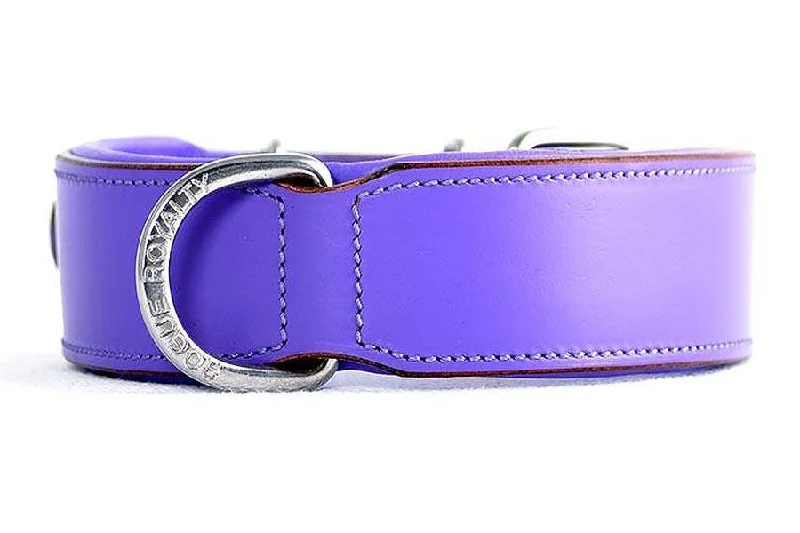 parrot chew toys-Hand Made Leather Dog Collar - Classic Purple (Wide Fit)