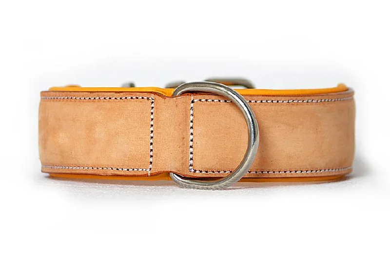 all-natural dog treats-Hand Made Leather Dog Collar - Classic Buckskin (Wide Fit)