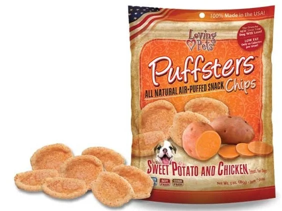 rabbit water dispenser-Loving Pets Puffsters Chips Sweet Potato and Chicken Air Puffed Dog Treats