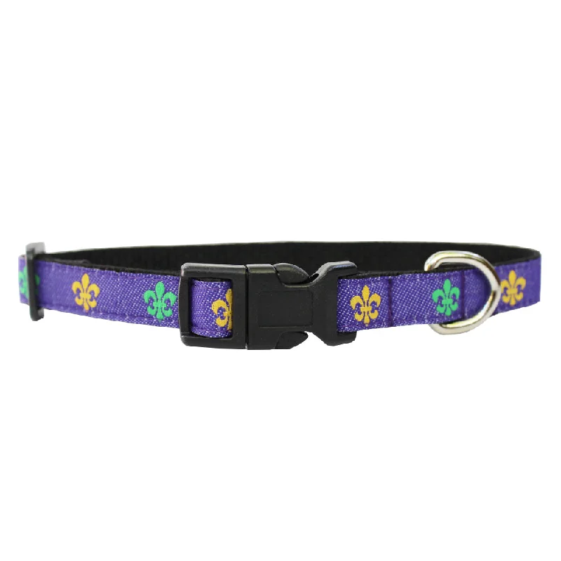 multi-functional pet carrier-Mardi Gras Mambo Extra Small Fleur de Lis Dog Collar