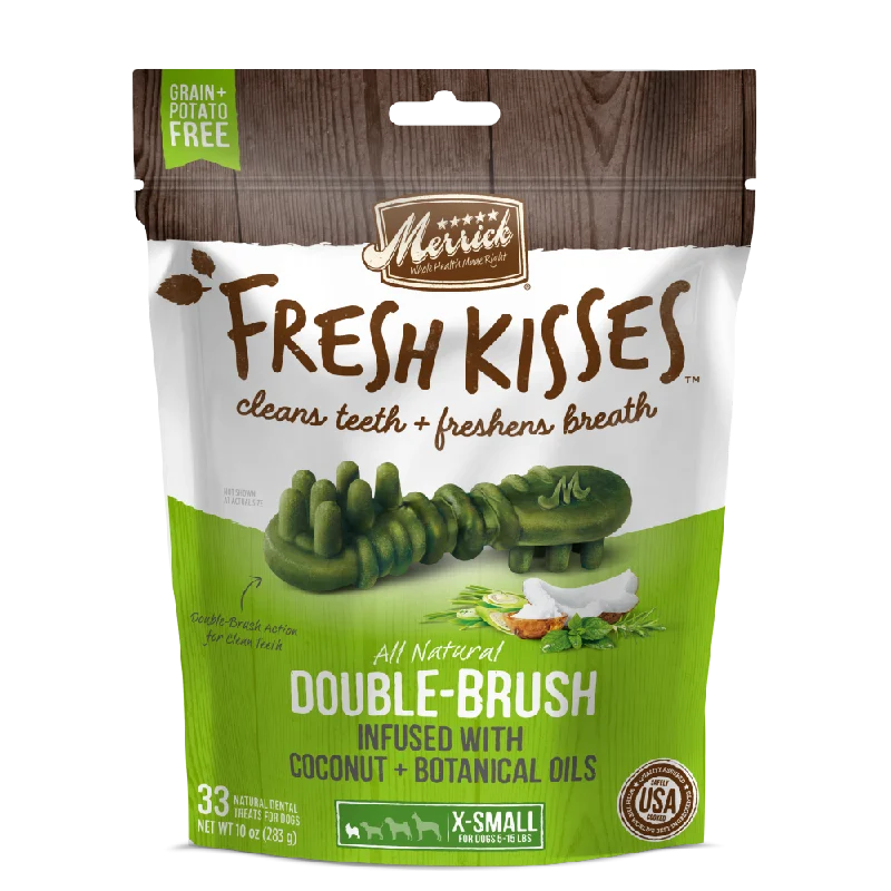 breathable pet carrier backpack-Merrick Fresh Kisses Grain Free Coconut Oil and Botanicals Extra Small Dental Dog Treats