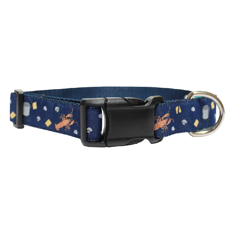 heavy-duty pet gate-Midnight Navy Crawfish Boil Dog Collar