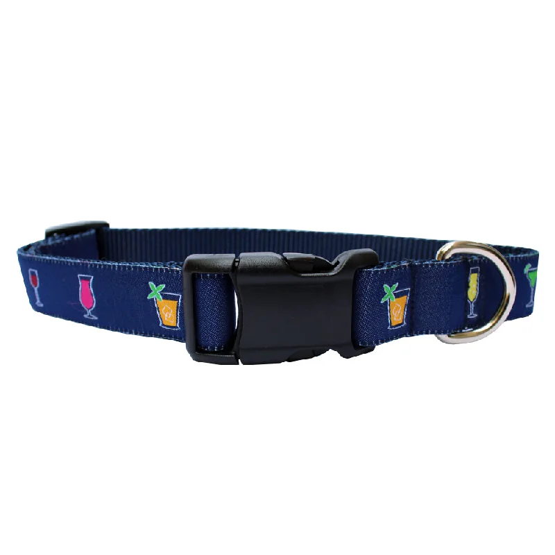 hamster bedding material-Midnight Navy Happy Hour Dog Collar