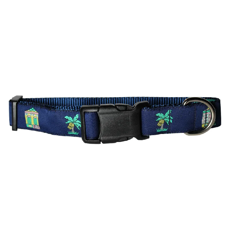 shock-absorbing dog leash-Midnight Navy Shotgun Houses Dog Collar