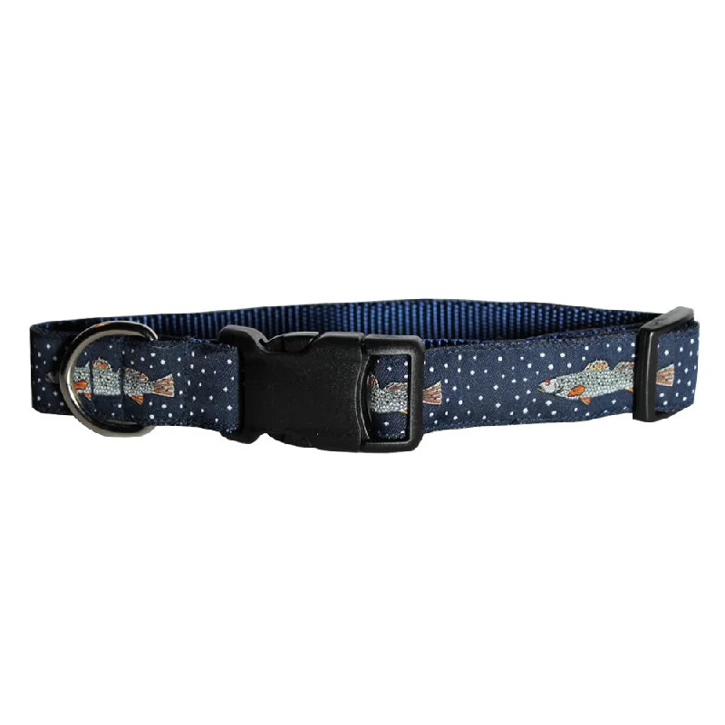 spill-proof rabbit water bottle-Midnight Navy Speckled Trout Dog Collar