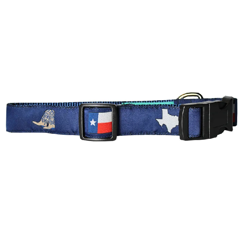 chew-resistant parrot perch-Midnight Navy Texas Dog Collar