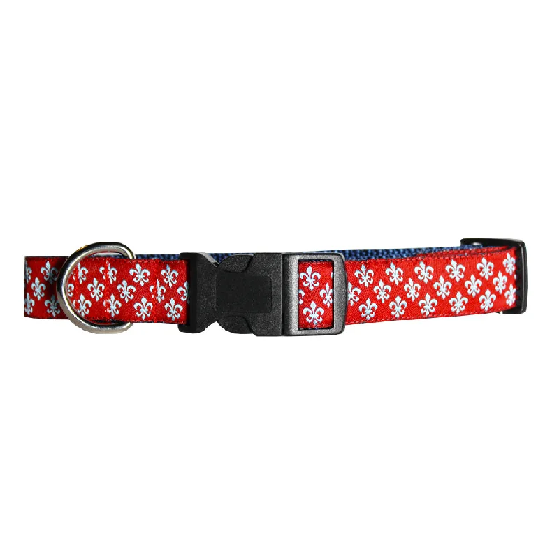 indoor rabbit hutch-Cayenne Red Mini Fleur de Lis Dog Collar