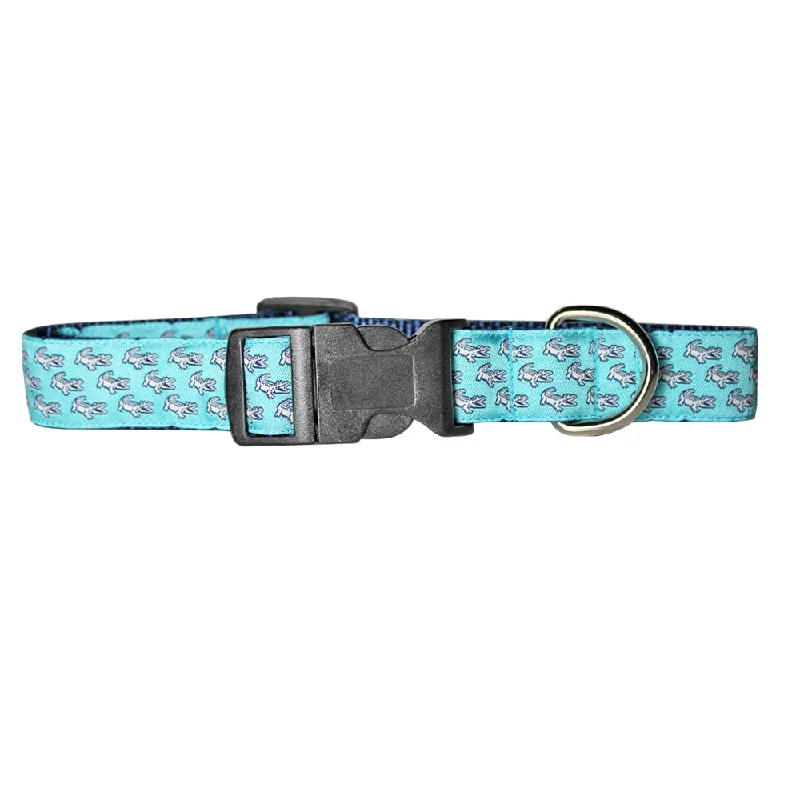 pet hair remover roller-Caribbean Blue Mini NOLAgator Dog Collar