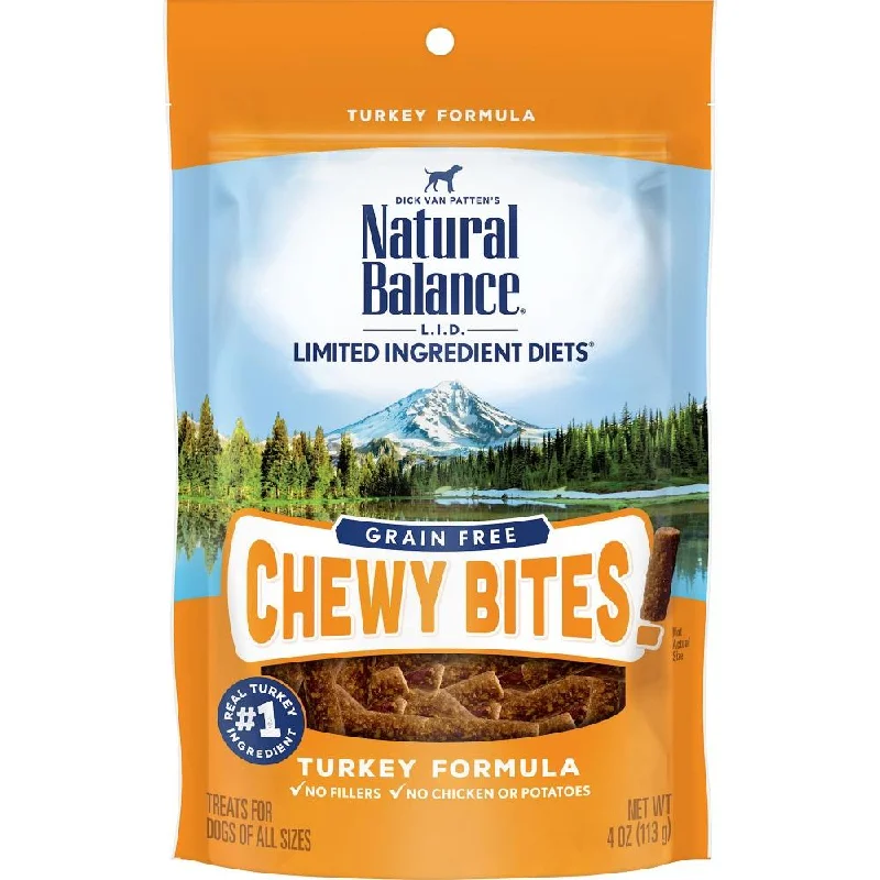 automatic ball launcher for dogs-Natural Balance L.I.D. Limited Ingredient Diets Grain Free Chewy Bites Turkey Formula Dog Treats