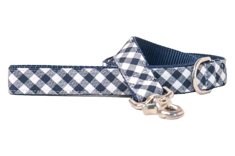 calming pet diffuser-Navy Picnic Plaid Dog Leash