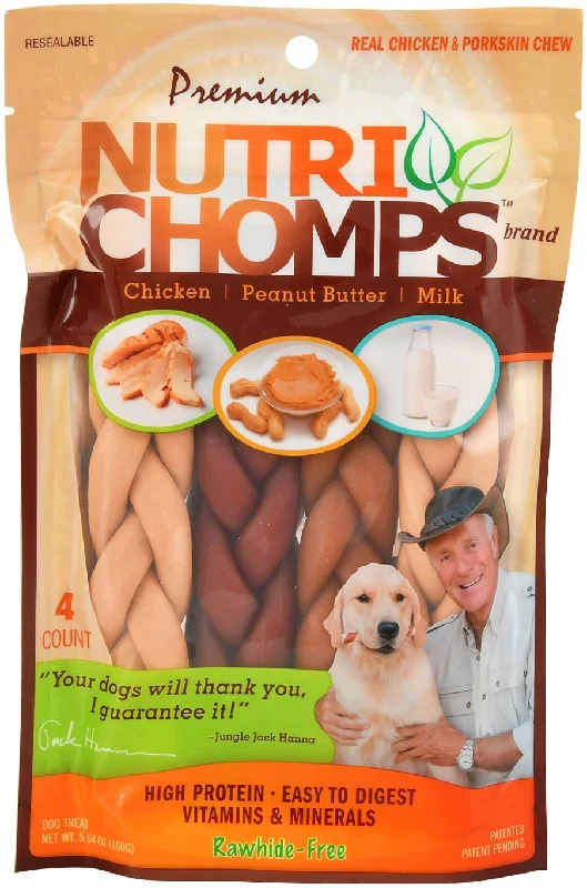 pet first aid kit-Nutri Chomps Premium Braids 4 count Variety Pack