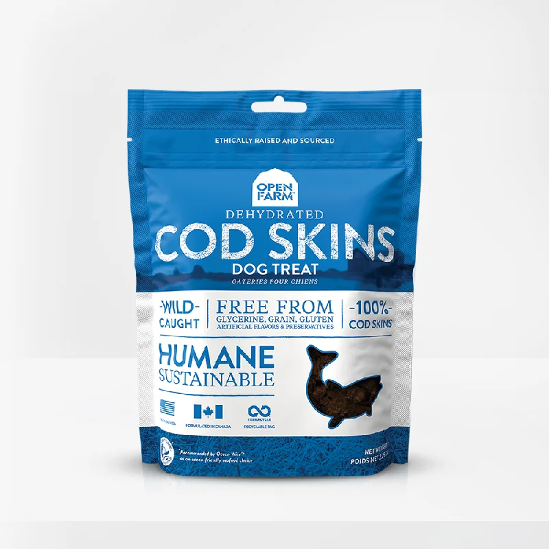 fish tank automatic feeder-Open Farm Dehydrated Cod Skins Dog Treats (2.25-oz)