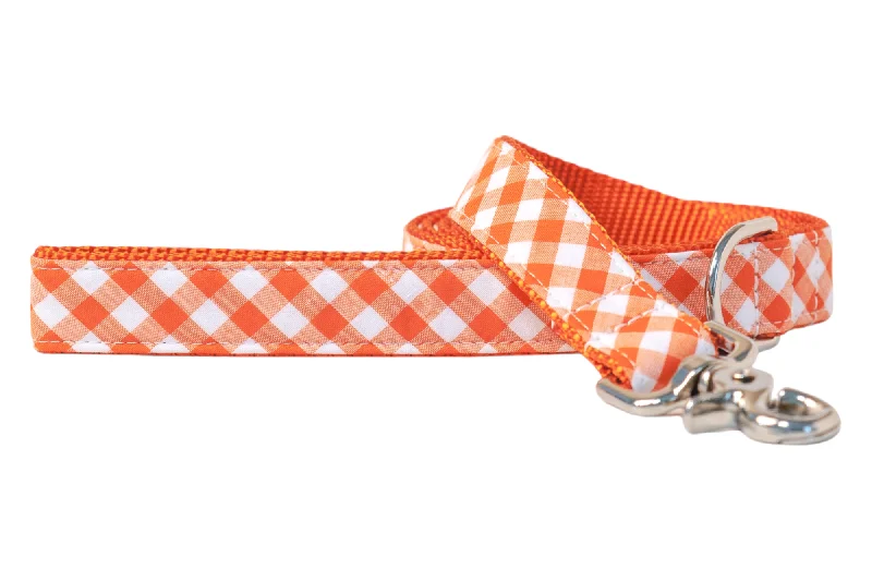 space-saving cat hammock-Orange Picnic Plaid Dog Leash