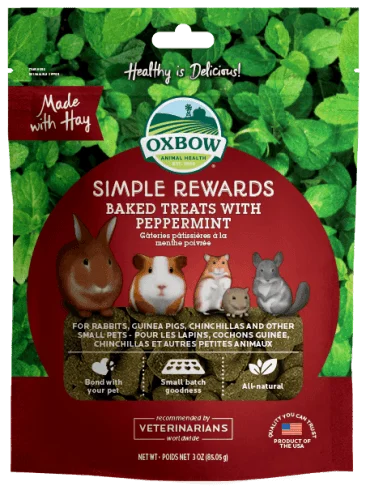 hamster bedding material-Oxbow Animal Health Simple Rewards Baked Treats with Peppermint