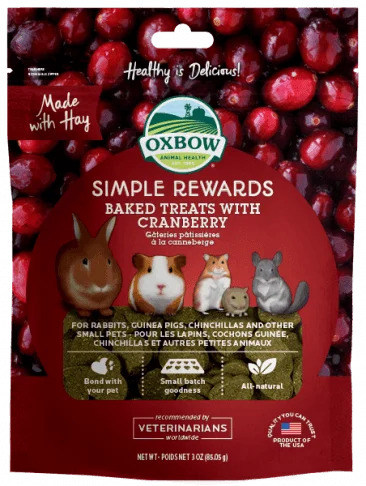 motion-activated cat toy-Oxbow Simple Rewards Baked Treats with Cranberry (3-oz)