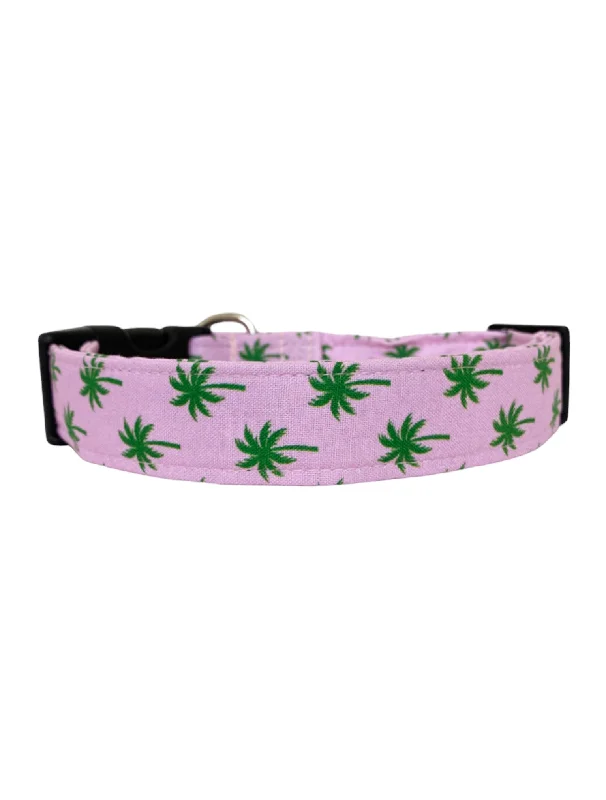 chew-proof puppy leash-Palm Trees Dog Collar