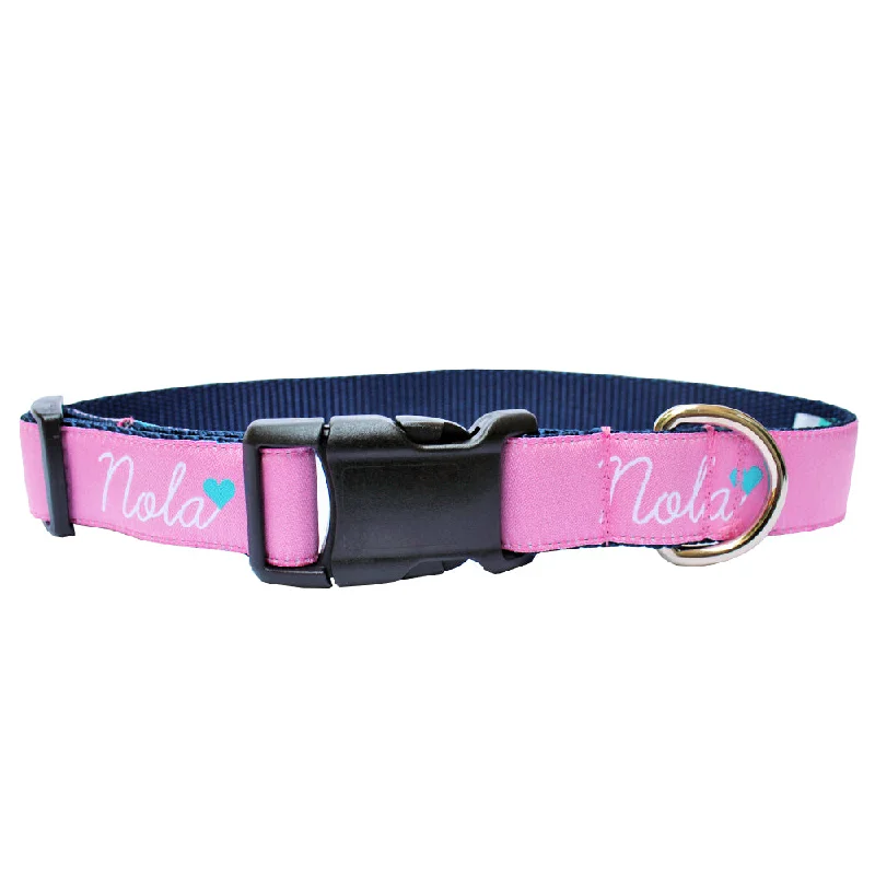 heavy-duty pet gate-Panama Pink NOLA Heart Dog Collar